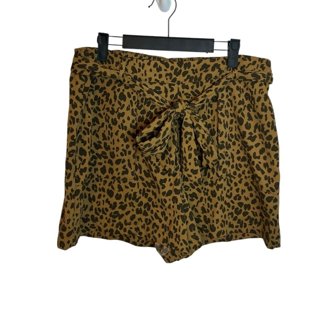 A New Day Leopard Print Pull On Tie Waist Shorts - Picture 1 of 4